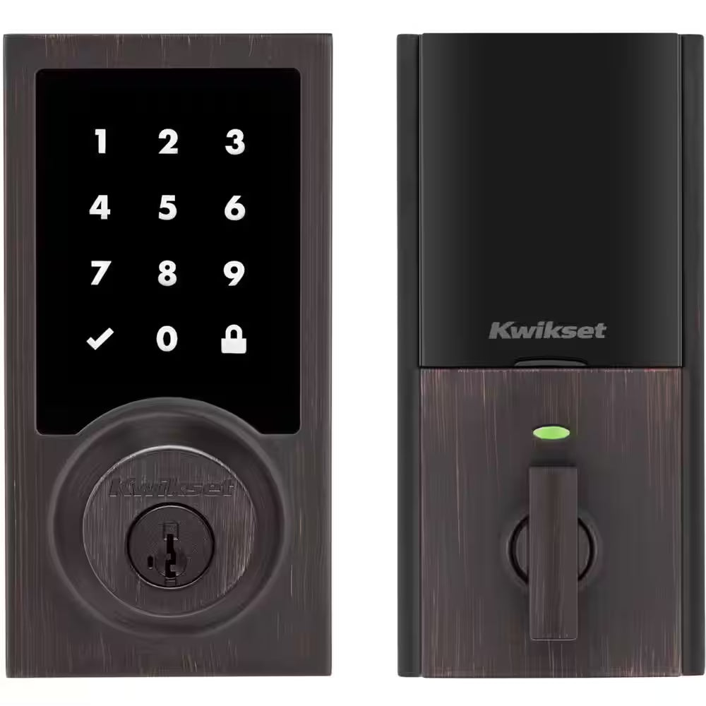 Homeconnect 918 Venetian Bronze Contemporary Z-Wave Long Range Enabled Touchscreen Smart Lock W Convenient Keyless Entry