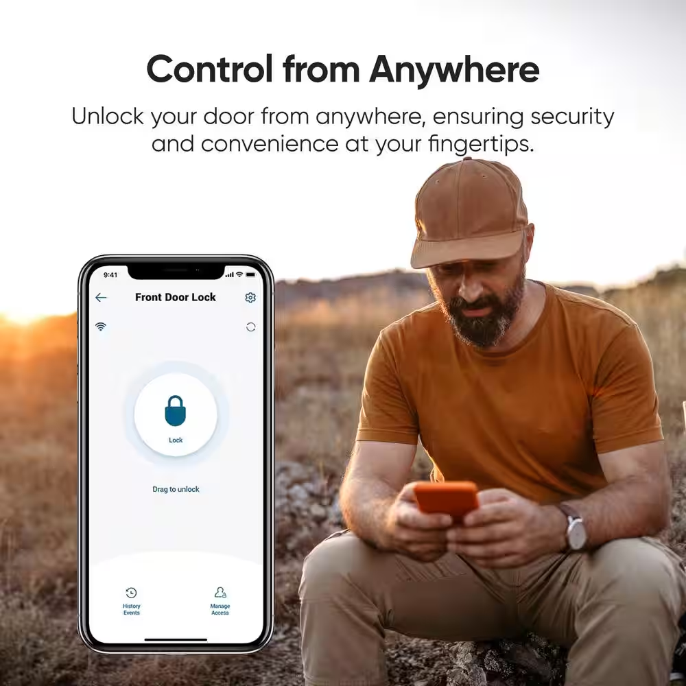 C220 Satin Nickel Smart Lock Wi-Fi with 6 Ways to Unlock by Fingerprint, App, Keypad, Key, Apple Watch, Smart Assistants
