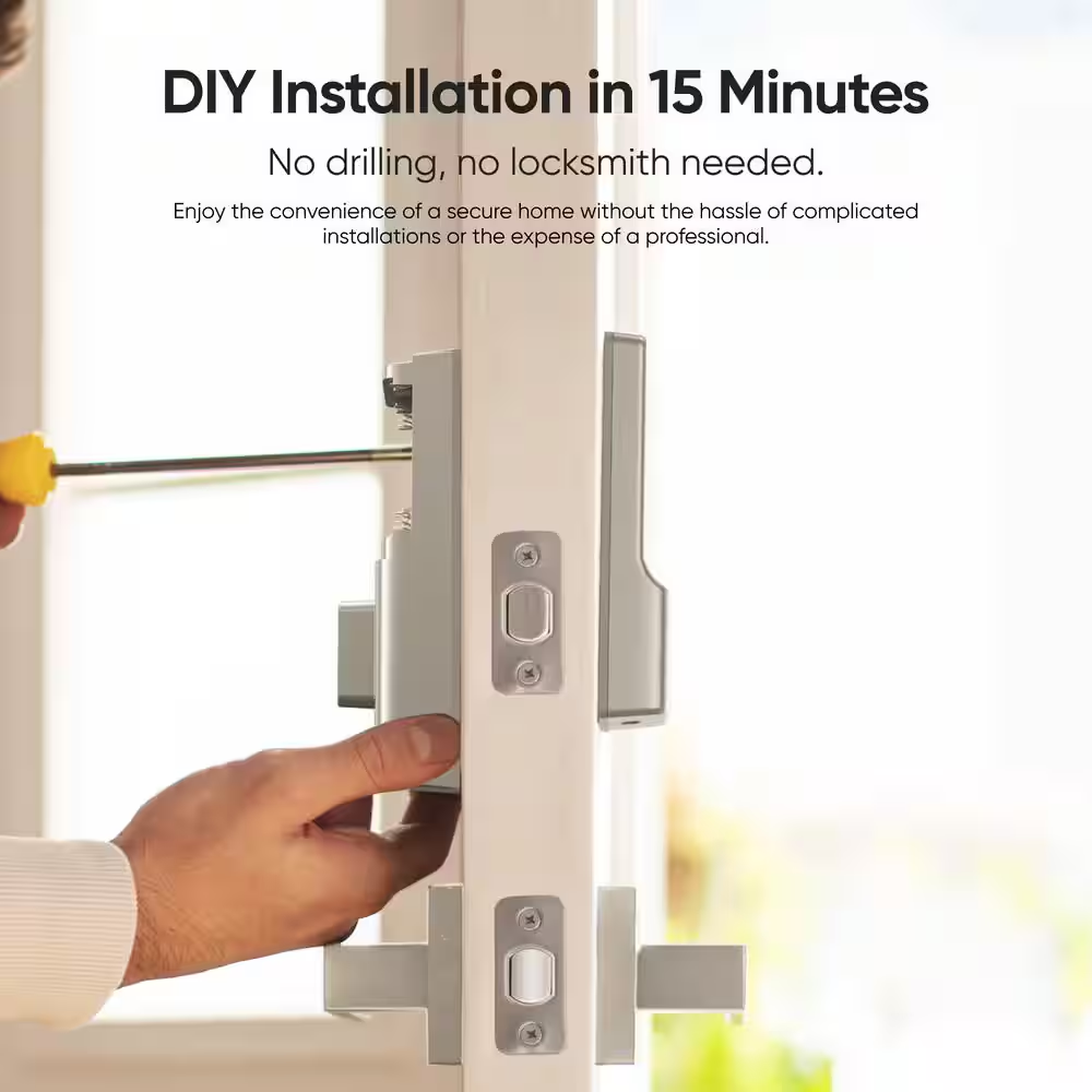 C220 Satin Nickel Smart Lock Wi-Fi with 6 Ways to Unlock by Fingerprint, App, Keypad, Key, Apple Watch, Smart Assistants