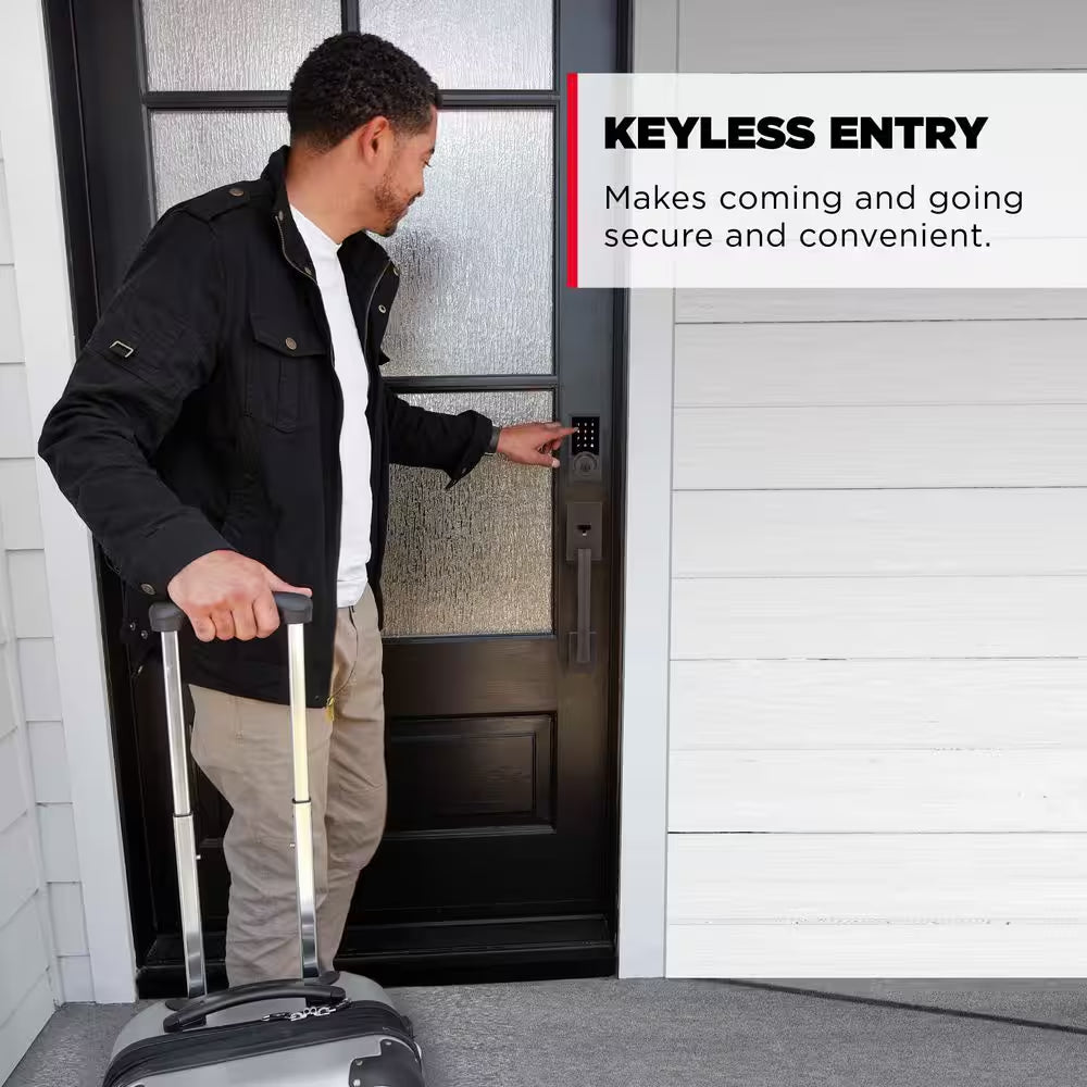 Homeconnect 918 Satin Nickel Contemporary Z-Wave Long Range Enabled Touchscreen Smart Lock with Convenient Keyless Entry