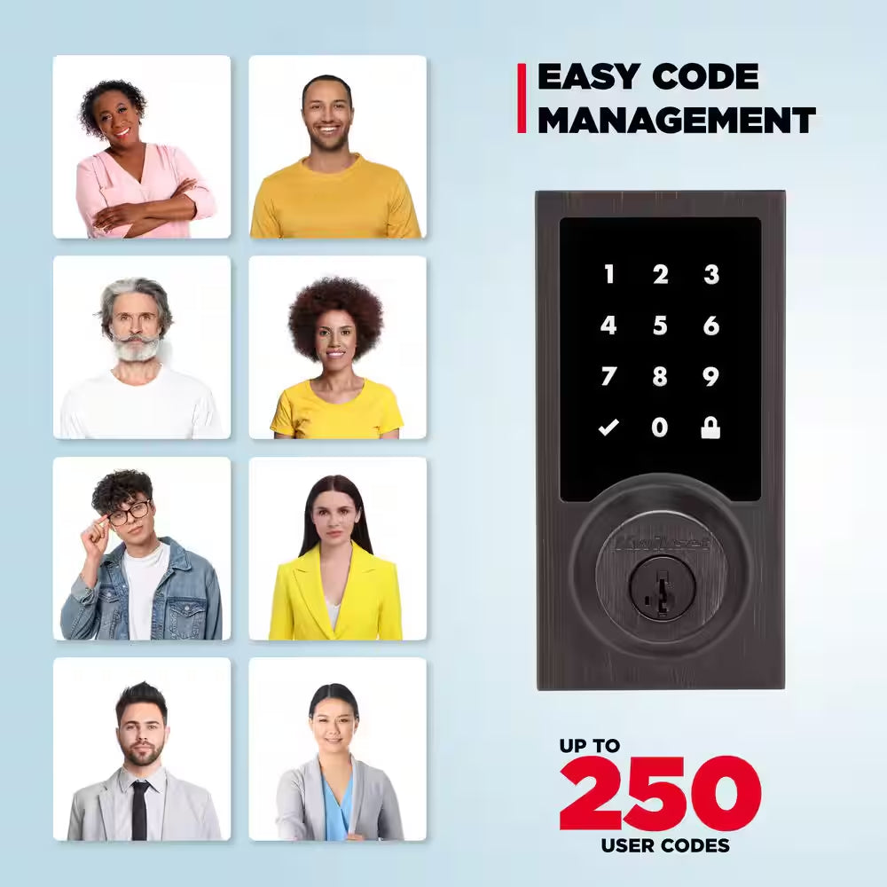 Homeconnect 918 Venetian Bronze Contemporary Z-Wave Long Range Enabled Touchscreen Smart Lock W Convenient Keyless Entry