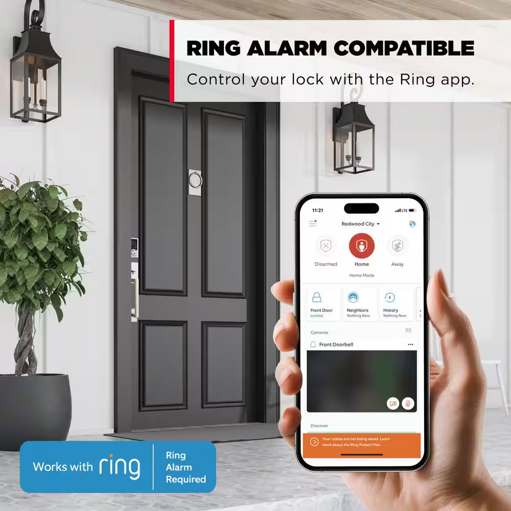 Homeconnect 918 Satin Nickel Contemporary Z-Wave Long Range Enabled Touchscreen Smart Lock with Convenient Keyless Entry