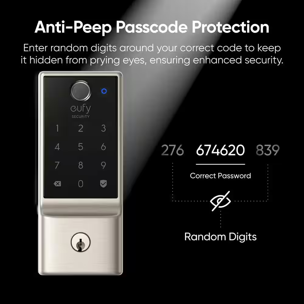 C220 Satin Nickel Smart Lock Wi-Fi with 6 Ways to Unlock by Fingerprint, App, Keypad, Key, Apple Watch, Smart Assistants