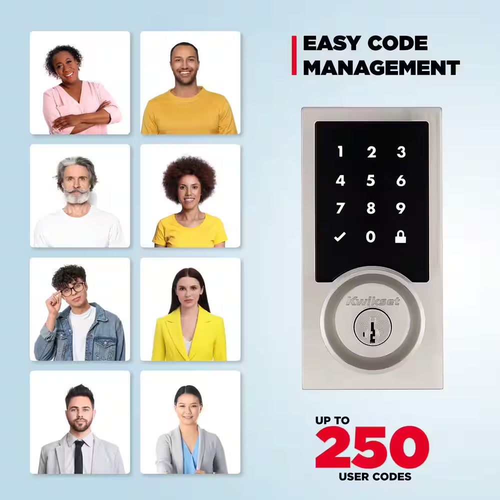 Homeconnect 918 Satin Nickel Contemporary Z-Wave Long Range Enabled Touchscreen Smart Lock with Convenient Keyless Entry