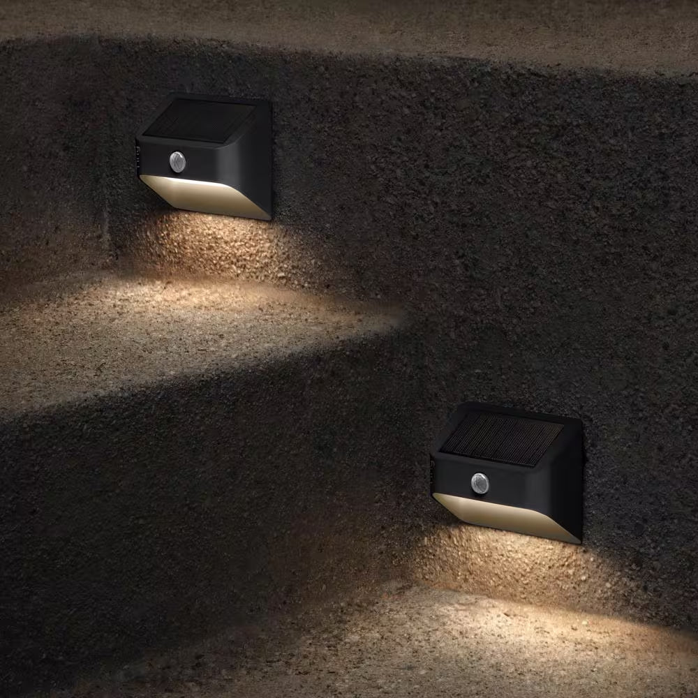 Smart Lighting Solar Black Motion Activated Integrated LED Deck Step Light